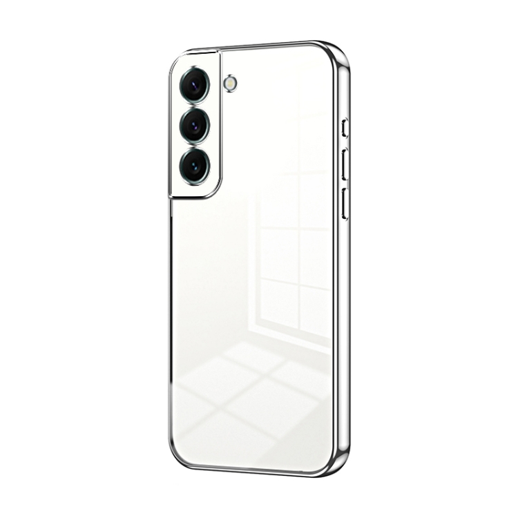 

For Samsung Galaxy S22+ 5G Transparent Plating Fine Hole Phone Case(Silver)