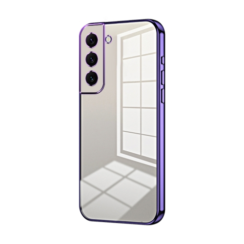 

For Samsung Galaxy S22 5G Transparent Plating Fine Hole Phone Case(Purple)