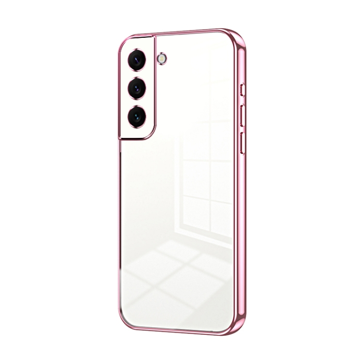 

For Samsung Galaxy S22 5G Transparent Plating Fine Hole Phone Case(Pink)