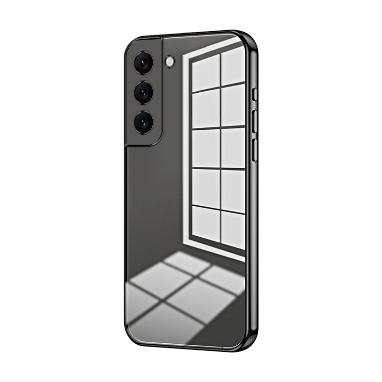 

For Samsung Galaxy S22 5G Transparent Plating Fine Hole Phone Case(Black)