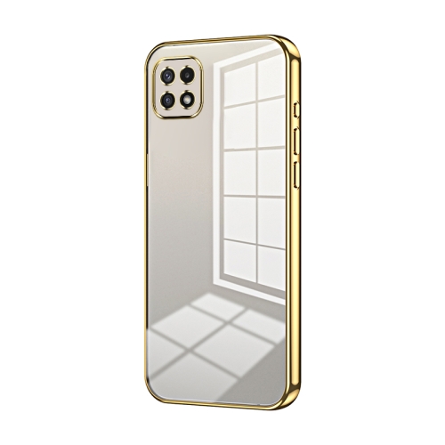 

For Samsung Galaxy A22 5G / A22s Transparent Plating Fine Hole Phone Case(Gold)