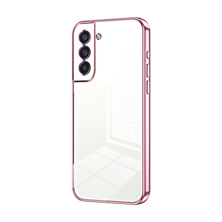 

For Samsung Galaxy S21 FE 5G Transparent Plating Fine Hole Phone Case(Pink)