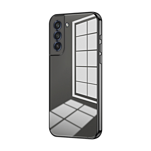 

For Samsung Galaxy S21 FE 5G Transparent Plating Fine Hole Phone Case(Black)