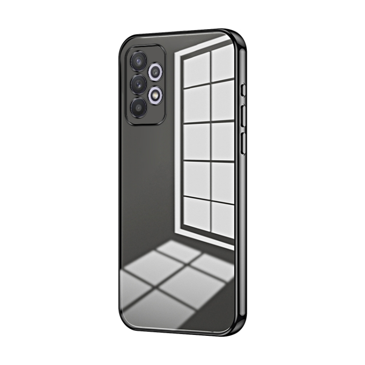 

For Samsung Galaxy A32 4G Transparent Plating Fine Hole Phone Case(Black)