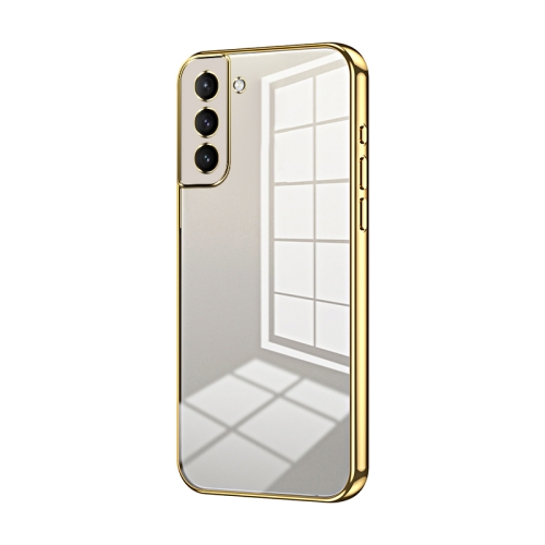 

For Samsung Galaxy S21+ 5G Transparent Plating Fine Hole Phone Case(Gold)