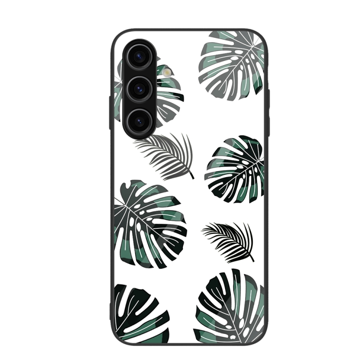 

For Samsung Galaxy S24+ 5G Colorful Painted Glass Phone Case(Banana Leaf)