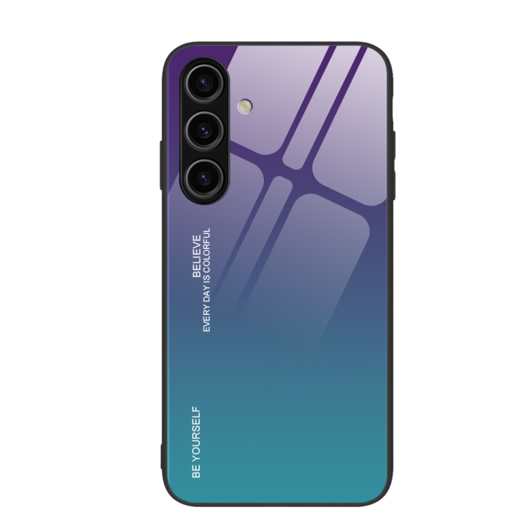 

For Samsung Galaxy S24+ 5G Gradient Color Glass Phone Case(Aurora Blue)