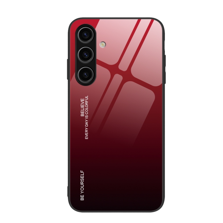 

For Samsung Galaxy S24+ 5G Gradient Color Glass Phone Case(Red Black)
