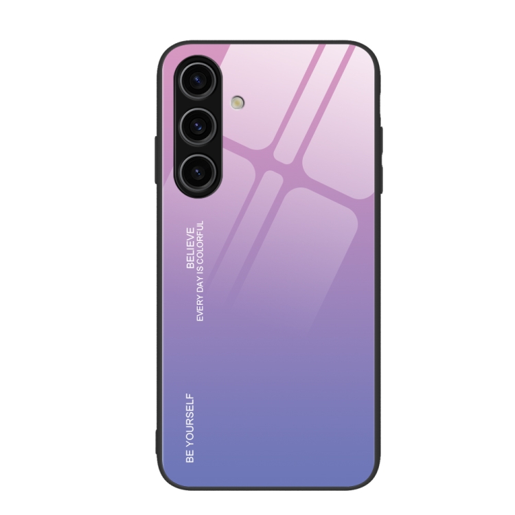 

For Samsung Galaxy S24 5G Gradient Color Glass Phone Case(Pink Purple)