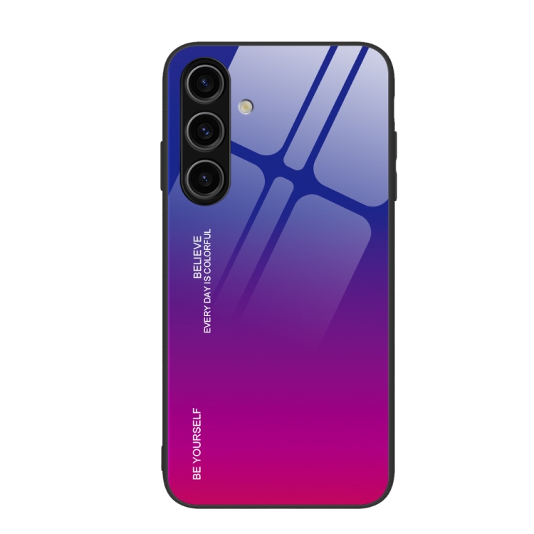 

For Samsung Galaxy S24 5G Gradient Color Glass Phone Case(Purple Red)