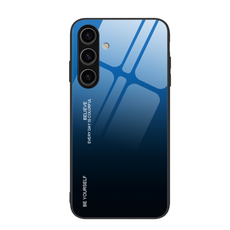 

For Samsung Galaxy S24 5G Gradient Color Glass Phone Case(Blue Black)