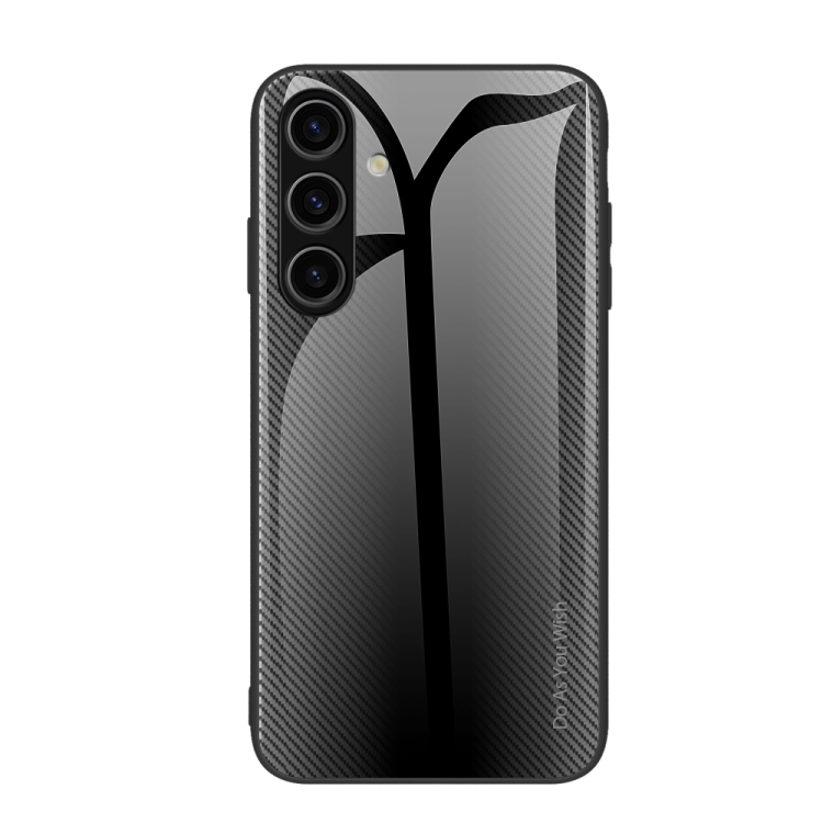 

For Samsung Galaxy S24+ 5G Texture Gradient Glass TPU Phone Case(Black)