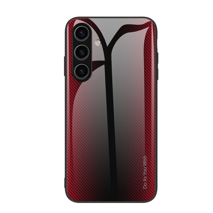

For Samsung Galaxy S24 5G Texture Gradient Glass TPU Phone Case(Red)