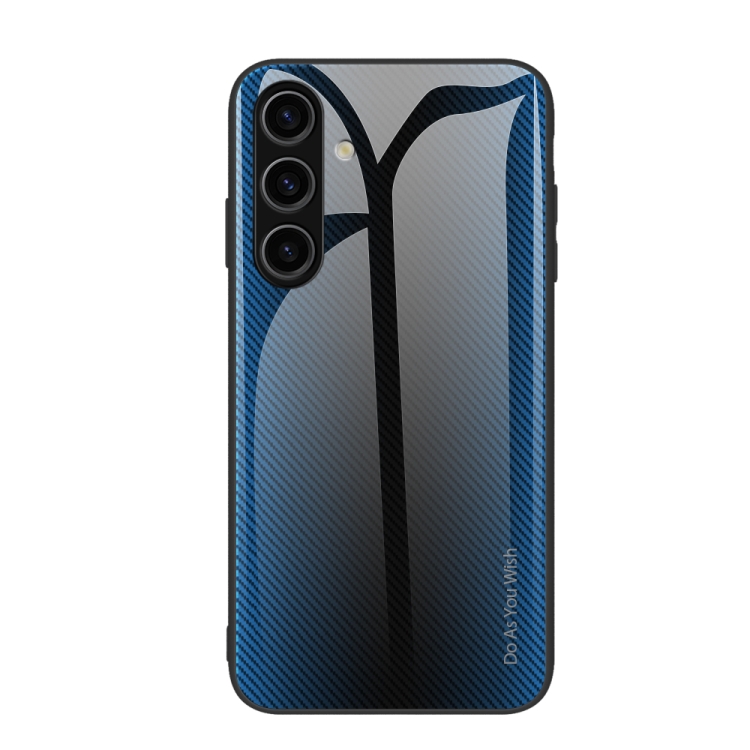 

For Samsung Galaxy S24 5G Texture Gradient Glass TPU Phone Case(Blue)