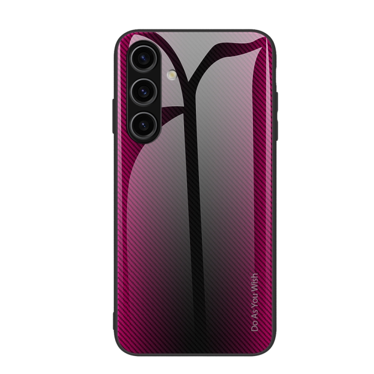 

For Samsung Galaxy S24 5G Texture Gradient Glass TPU Phone Case(Rose Red)