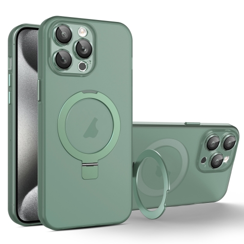 

For iPhone 15 Pro PC Hybrid TPU MagSafe Holder Phone Case(Green)