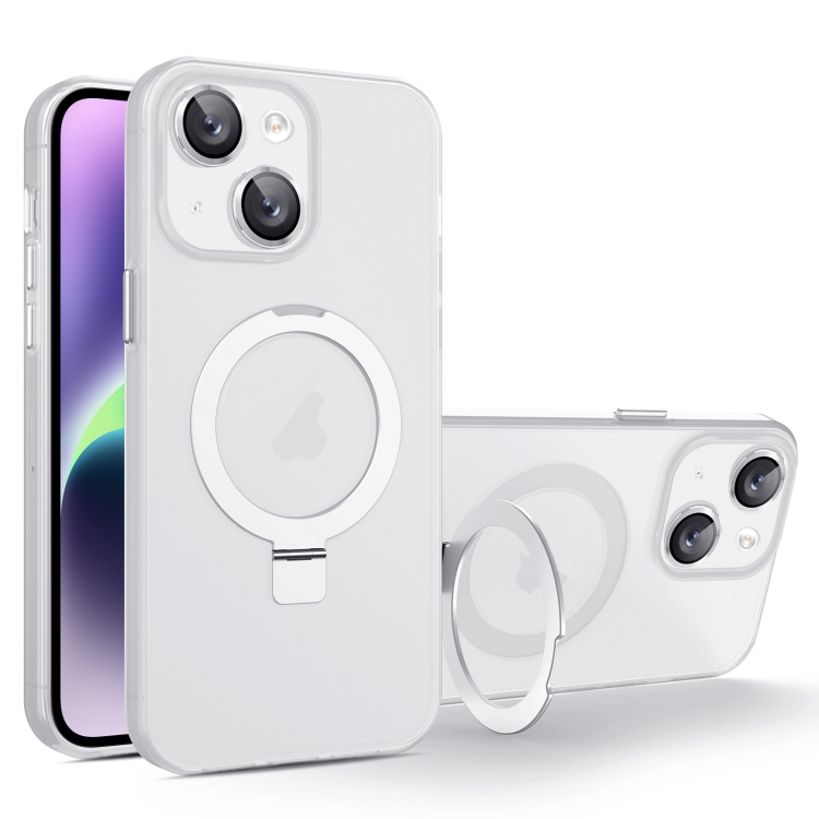 

For iPhone 14 MagSafe Holder PC Hybrid TPU Phone Case(White)