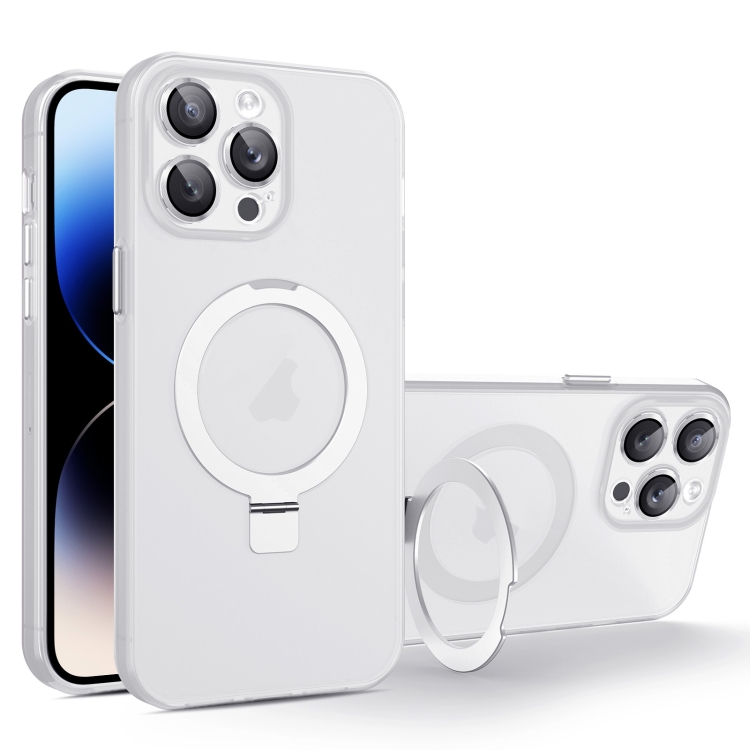 

For iPhone 14 Pro PC Hybrid TPU MagSafe Holder Phone Case(White)
