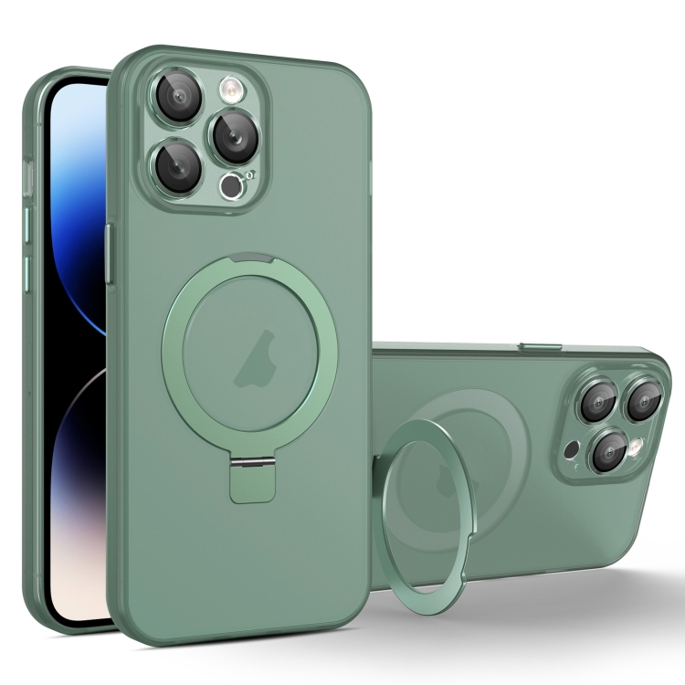 

For iPhone 14 Pro Max MagSafe Holder PC Hybrid TPU Phone Case(Green)
