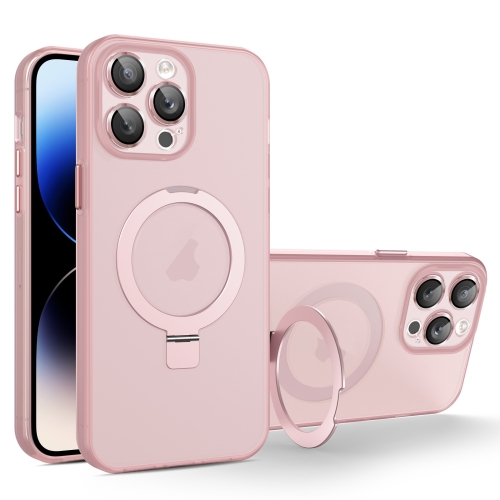 

For iPhone 14 Pro Max MagSafe Holder PC Hybrid TPU Phone Case(Pink)