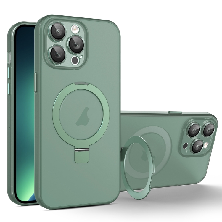 

For iPhone 13 Pro Max MagSafe Holder PC Hybrid TPU Phone Case(Green)