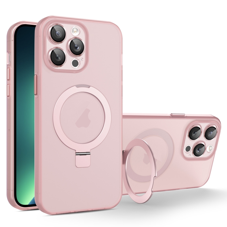 

For iPhone 13 Pro Max MagSafe Holder PC Hybrid TPU Phone Case(Pink)