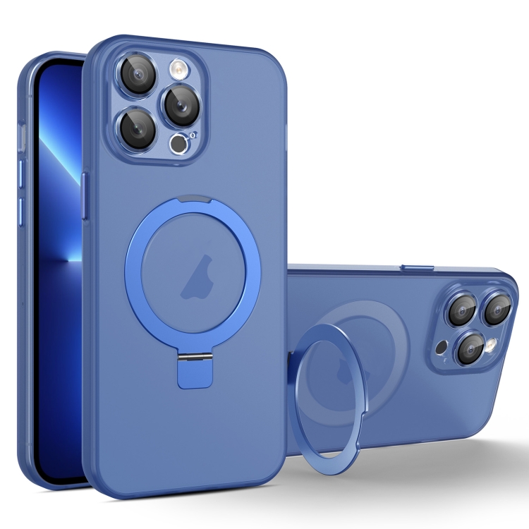 

For iPhone 13 Pro MagSafe Holder PC Hybrid TPU Phone Case(Blue)