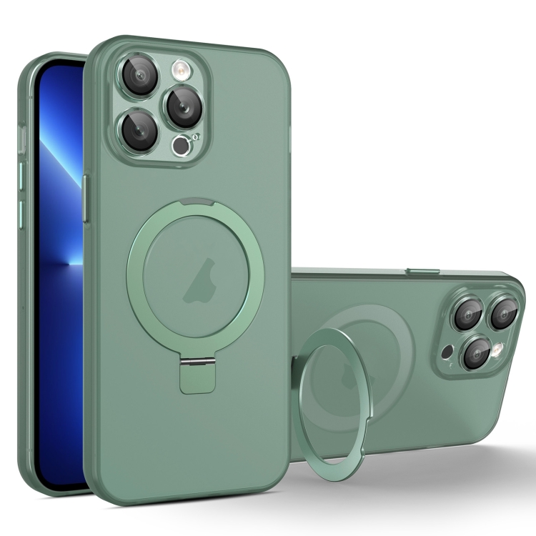 

For iPhone 13 Pro MagSafe Holder PC Hybrid TPU Phone Case(Green)