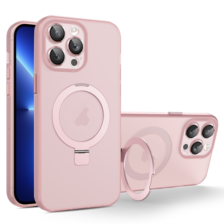 

For iPhone 13 Pro PC Hybrid TPU MagSafe Holder Phone Case(Pink)
