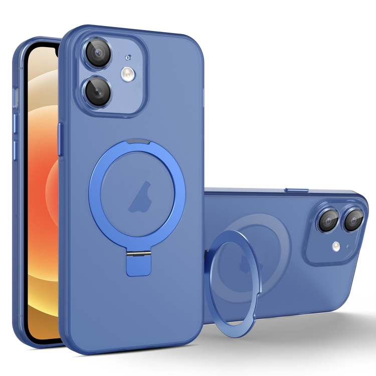 

For iPhone 12 MagSafe Holder PC Hybrid TPU Phone Case(Blue)