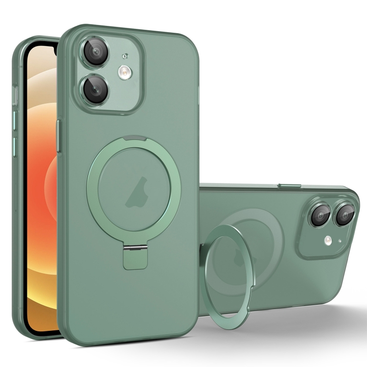 

For iPhone 12 MagSafe Holder PC Hybrid TPU Phone Case(Green)