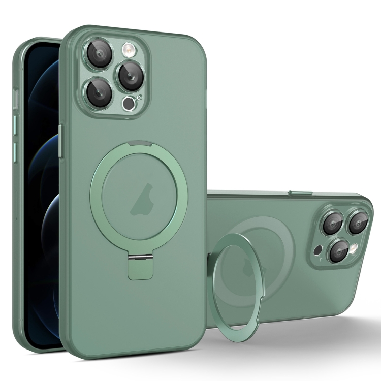 

For iPhone 12 Pro Max MagSafe Holder PC Hybrid TPU Phone Case(Green)