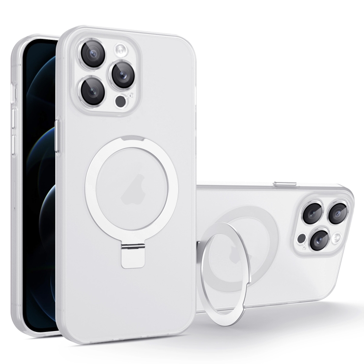 

For iPhone 12 Pro Max MagSafe Holder PC Hybrid TPU Phone Case(White)