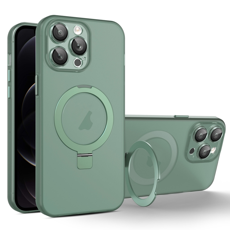 

For iPhone 12 Pro MagSafe Holder PC Hybrid TPU Phone Case(Green)