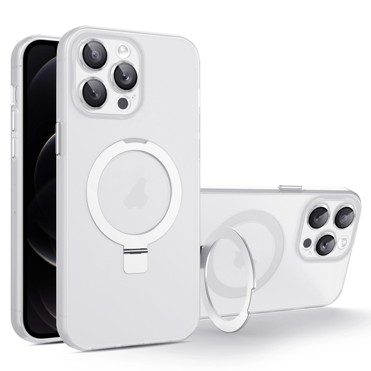 

For iPhone 12 Pro MagSafe Holder PC Hybrid TPU Phone Case(White)