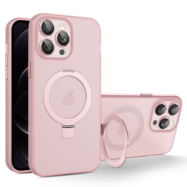 

For iPhone 12 Pro MagSafe Holder PC Hybrid TPU Phone Case(Pink)