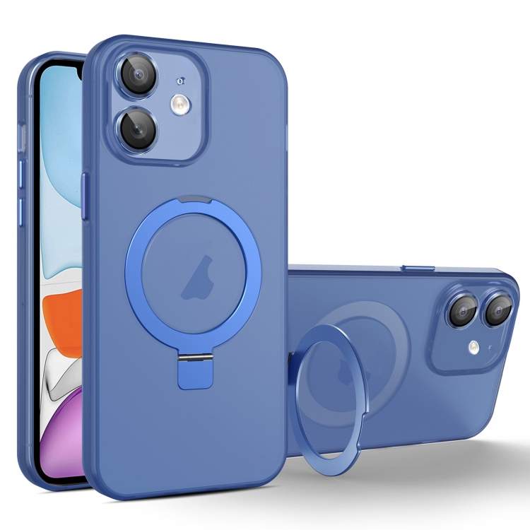 

For iPhone 11 MagSafe Holder PC Hybrid TPU Phone Case(Blue)