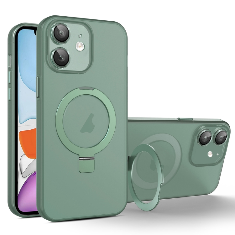 

For iPhone 11 MagSafe Holder PC Hybrid TPU Phone Case(Green)