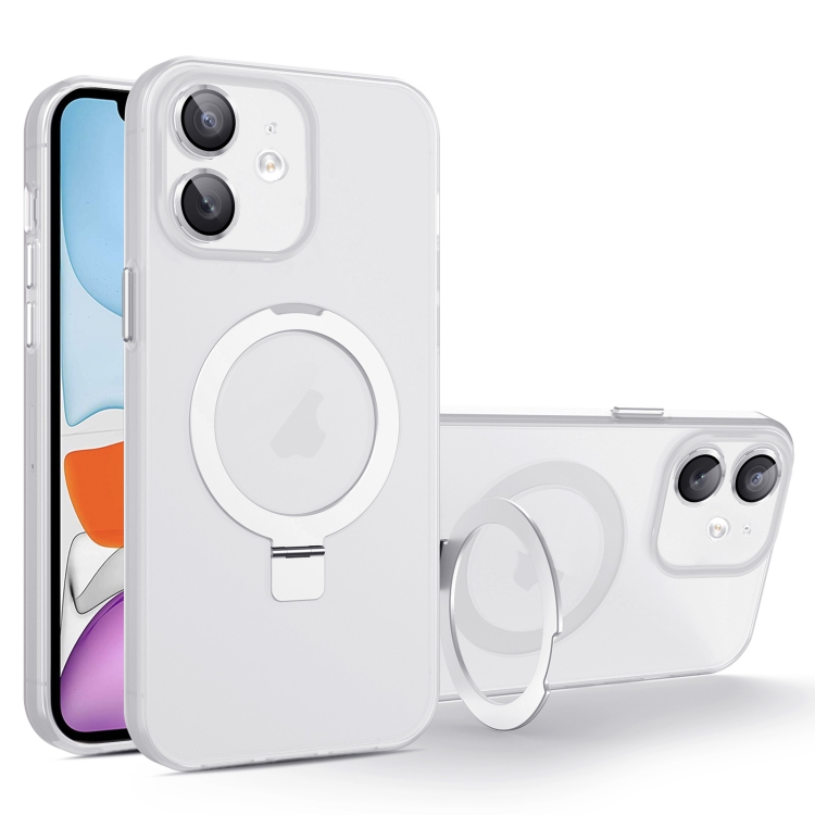 

For iPhone 11 PC Hybrid TPU MagSafe Holder Phone Case(White)