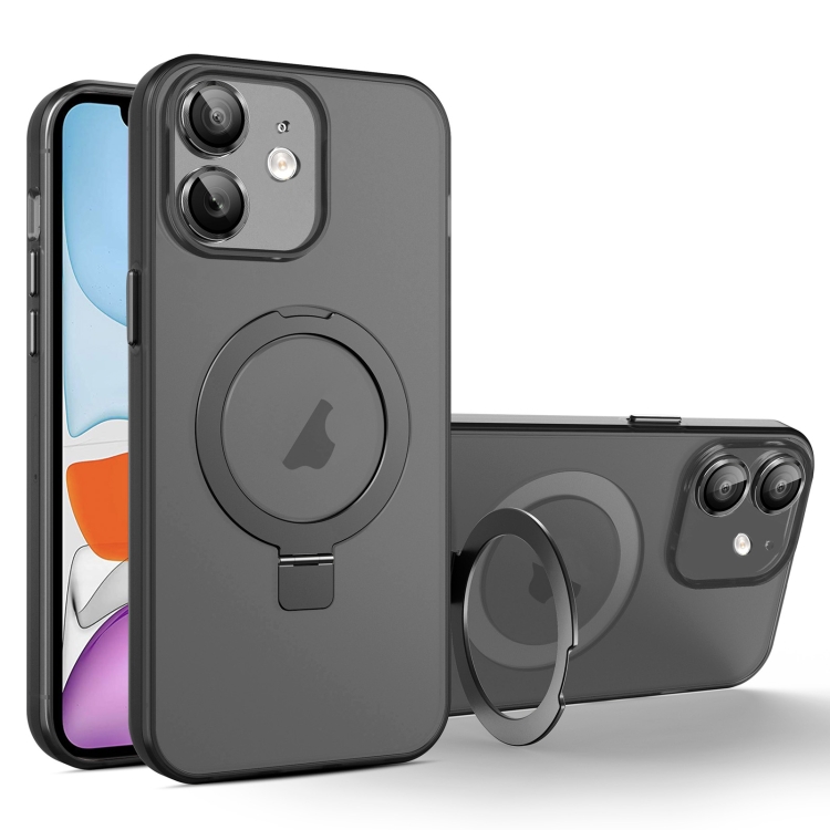 

For iPhone 11 MagSafe Holder PC Hybrid TPU Phone Case(Black)