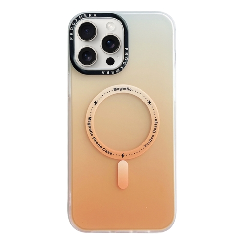 

For iPhone 15 Pro Max MagSafe IMD Gradient PC Hybrid TPU Phone Case(Orange)