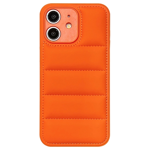 

For iPhone 11 Fine Hole Eiderdown Airbag Phone Case(Orange)