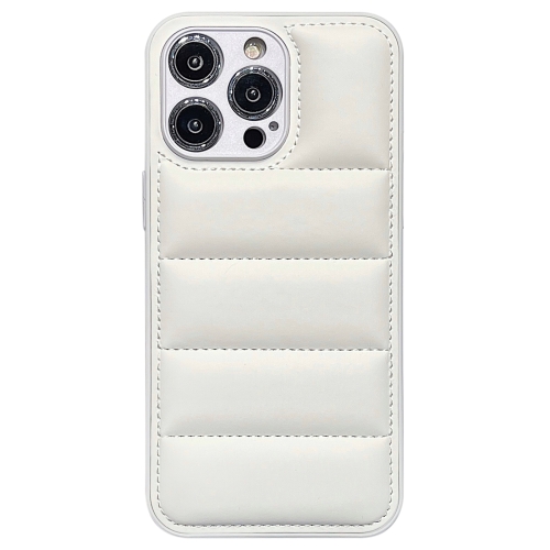 

For iPhone 12 Pro Fine Hole Eiderdown Airbag Phone Case(White)