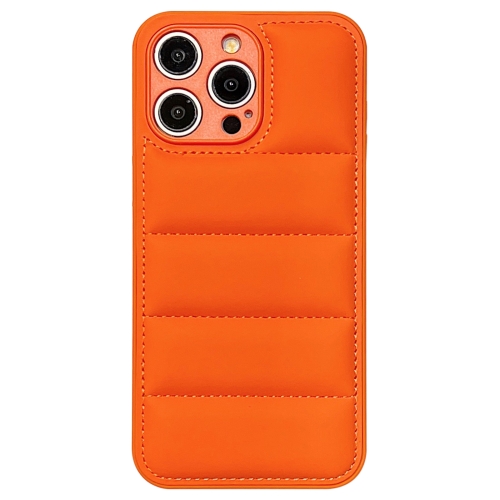 

For iPhone 13 Pro Max Fine Hole Eiderdown Airbag Phone Case(Orange)