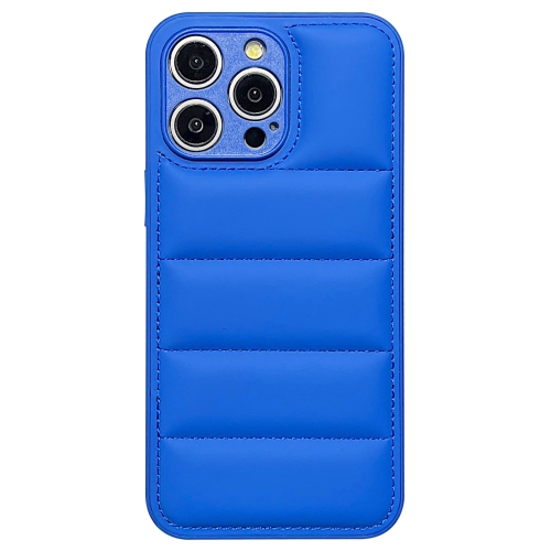 

For iPhone 13 Pro Max Fine Hole Eiderdown Airbag Phone Case(Blue)