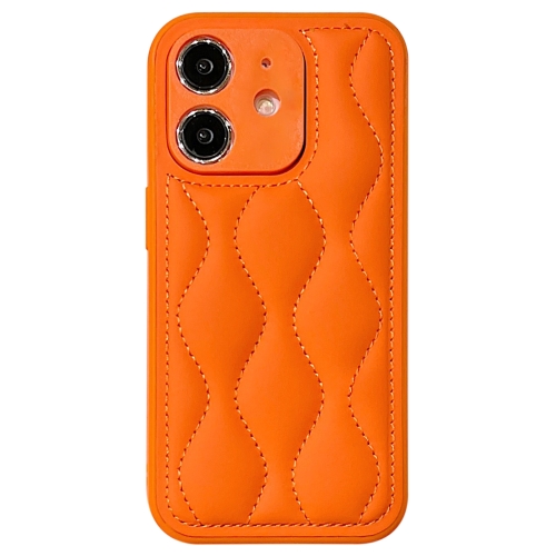 

For iPhone 12 Fine Hole 8-shaped Texture Eiderdown Airbag Phone Case(Orange)