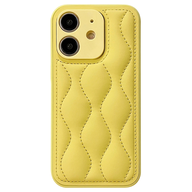 

For iPhone 12 Fine Hole 8-shaped Texture Eiderdown Airbag Phone Case(Yellow)