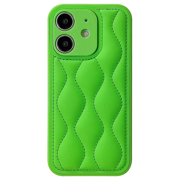 

For iPhone 12 Fine Hole 8-shaped Texture Eiderdown Airbag Phone Case(Green)
