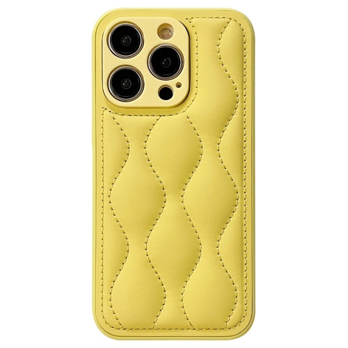 

For iPhone 12 Pro Fine Hole 8-shaped Texture Eiderdown Airbag Phone Case(Yellow)