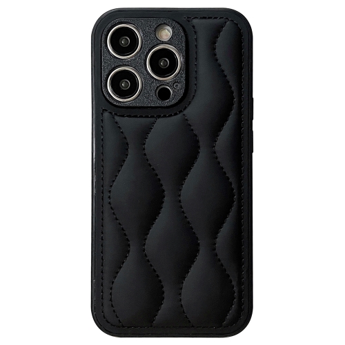 

For iPhone 12 Pro Max Fine Hole 8-shaped Texture Eiderdown Airbag Phone Case(Black)
